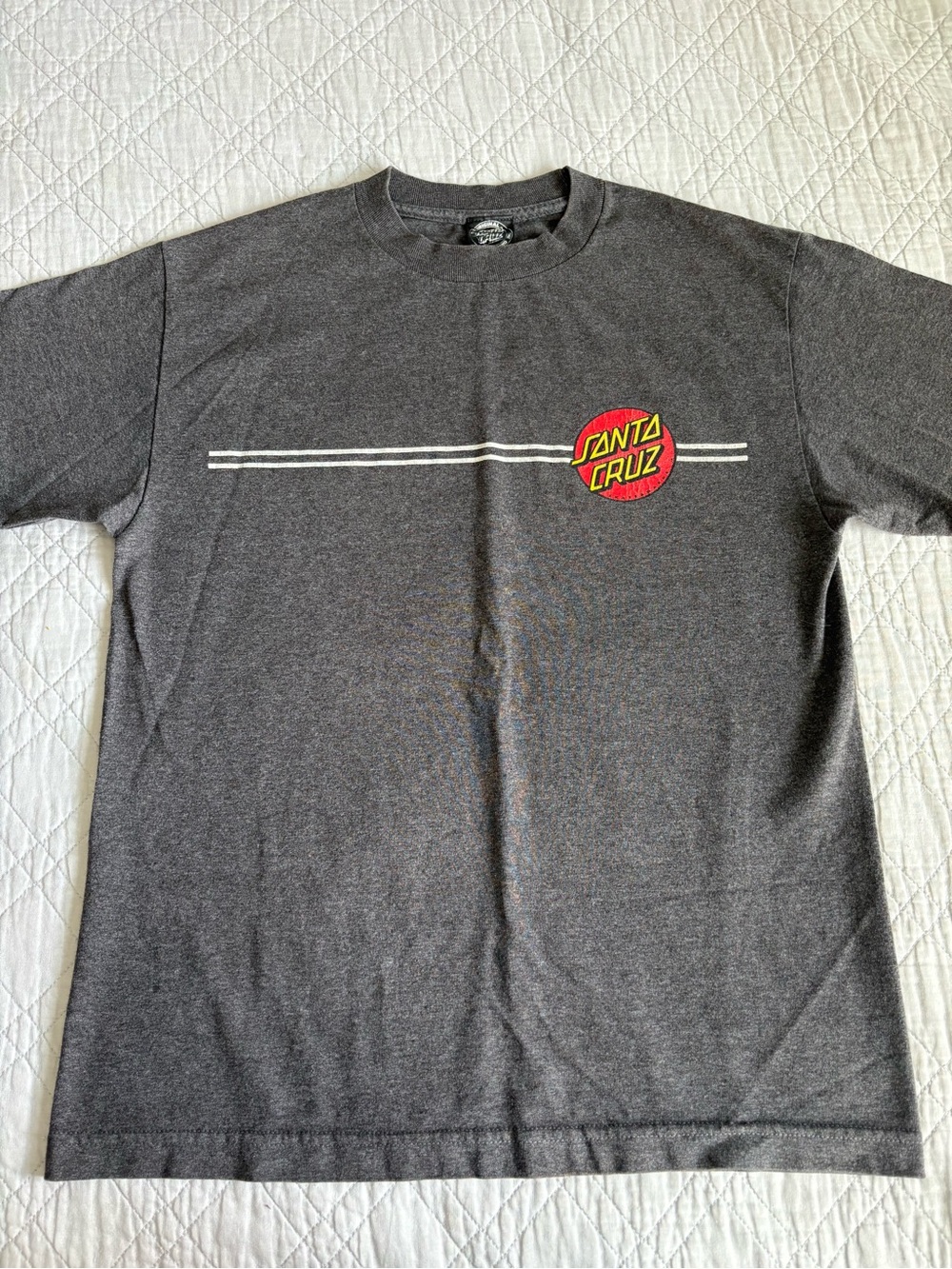 Santa Cruz Skateboards Charcoal Tee with Red & Yellow Logo Size Medium